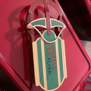 Festive Flyer Sled Decor Hallmark Old Rare Christmas Snow